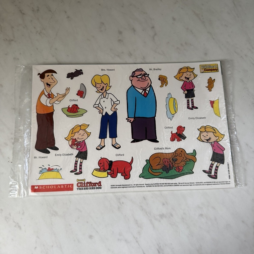NOS Clifford The‎ Big Red Dog Stickers Scholastic Vintage 2001 Sealed Scrapbook